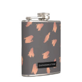 Elegantes Küken-Rosengoldabstraktes Bürstenmuster Flachmann (Rechts)