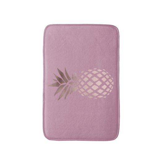 elegantes Kükenraum-Rosen-Goldtropische Ananas Badematte (Vorderseite Vertikal)