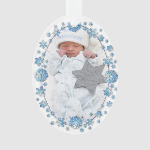 Elegantes kundenspezifisches Foto des Babys erstes Ornament