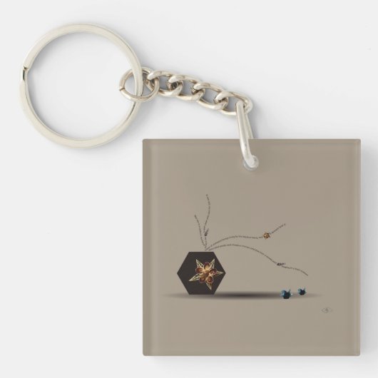 Elegantes Kunstgedicht, beige Gedenkstätte an die Schlüsselanhänger (Vorderseite)