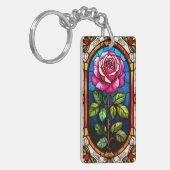 Elegantes Kunstgewerbe einer dynamischen Rose Schlüsselanhänger (Vorderseite links)