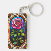 Elegantes Kunstgewerbe einer dynamischen Rose Schlüsselanhänger (Rückseite)