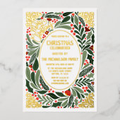 Elegantes Künstlerisches Blumengebäck Weihnachts-P Folieneinladung (Vorderseite)