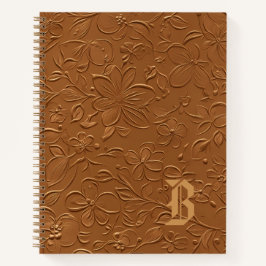 Elegantes Kupfer-Blumen-Monogramm-Spiralnotizbuch Notizblock