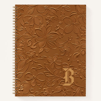 Elegantes Kupfer-Blumen-Monogramm-Spiralnotizbuch Notizblock