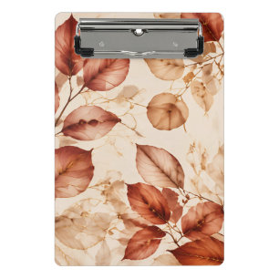 Elegantes Kupfer-Gold-Herbstlaub-Blumenmuster Mini Klemmbrett