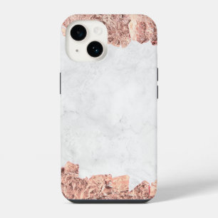 Elegantes Kupfer Mädchenhaftes Roségold-Marmor iPhone 14 Hülle