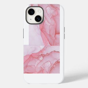Elegantes Kupfer Mädchenhaftes Roségold-Marmor iPhone 14 Hülle