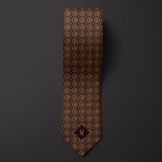 Elegantes Kupfer-Mandala-Monogramm Krawatte