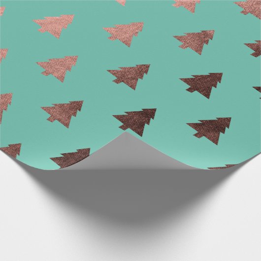 Elegantes Kupfer-Rose-goldenes Weihnachtsbaummuste Geschenkpapier (Ecke)