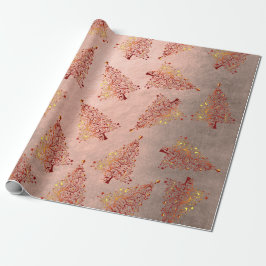 Elegantes Kupfer-Rose-goldenes Weihnachtsbaummuste Geschenkpapier