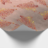 Elegantes Kupfer-Rose-goldenes Weihnachtsbaummuste Geschenkpapier (Ecke)