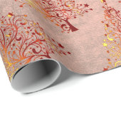 Elegantes Kupfer-Rose-goldenes Weihnachtsbaummuste Geschenkpapier (Rolleneckpunkt)