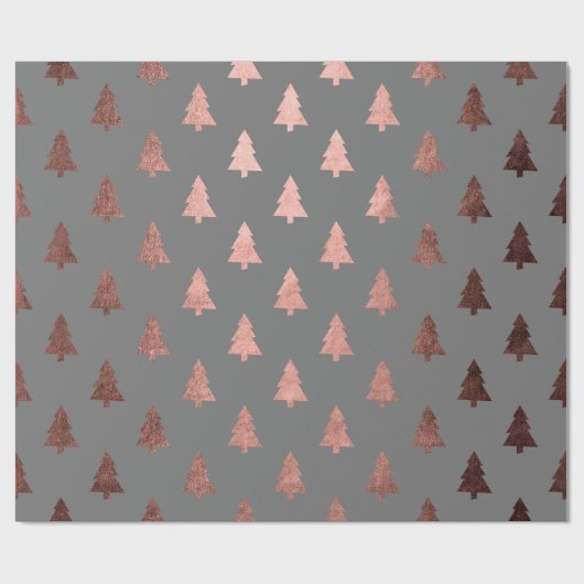Elegantes Kupfer-Rose-Weihnachtsbaummuster Geschenkpapier (Flach)