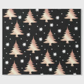 Elegantes Kupfer-Rose-Weihnachtsbaummuster Geschenkpapier (Flach)
