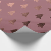 Elegantes Kupfer-Rose-Weihnachtsbaummuster Geschenkpapier (Ecke)