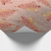 Elegantes Kupfer-Rose-Weihnachtsbaummuster Geschenkpapier (Ecke)