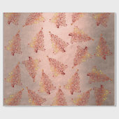 Elegantes Kupfer-Rose-Weihnachtsbaummuster Geschenkpapier (Flach)