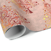 Elegantes Kupfer-Rose-Weihnachtsbaummuster Geschenkpapier (Rolleneckpunkt)