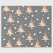 Elegantes Kupfer-Rose-Weihnachtsbaummuster Geschenkpapier (Flach)