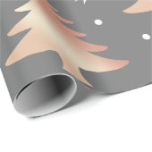 Elegantes Kupfer-Rose-Weihnachtsbaummuster Geschenkpapier (Rolleneckpunkt)