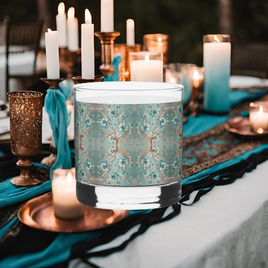 Elegantes Kupfer Türkis Minimales Muster der Blume Whiskyglas