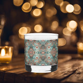 Elegantes Kupfer Türkis Minimales Muster der Blume Whiskyglas