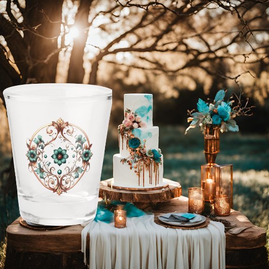Elegantes Kupfer Türkis Schnapsglas