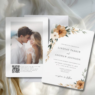 Elegantes Kupfer- und erdige botanische Hochzeitsf Einladung