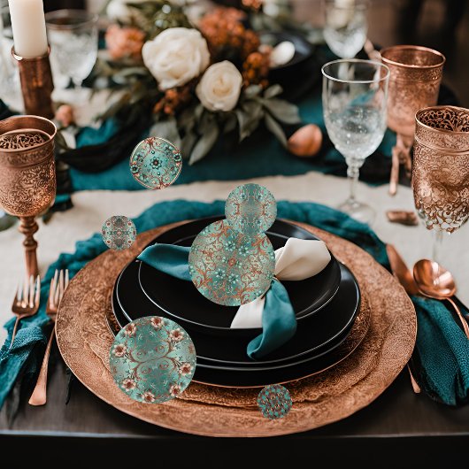 Elegantes Kupfer und Türkis Konfetti