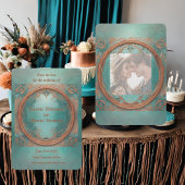 Elegantes Kupfer und Türkis Save the Date