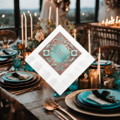 Elegantes Kupfer und türkisfarbenes Mittagessen Serviette