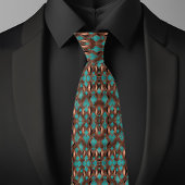 Elegantes Kupfer- und Türkismuster Krawatte