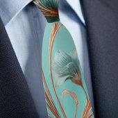 Elegantes Kupfer- und Türkismuster Lg Floral Krawatte