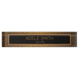 Elegantes Kupfergold-Glitzer Namensplakette
