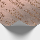 Elegantes Kupfergold Merry-Weihnachtsmuster Rose Geschenkpapier (Ecke)