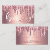 Elegantes Kupfergold-Rose-Glitzer-Tropfen-Haarstyl Visitenkarte (Vorne/Hinten)