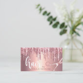 Elegantes Kupfergold-Rose-Glitzer-Tropfen-Haarstyl Visitenkarte (Stehend Vorderseite)
