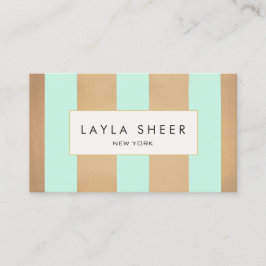Elegantes Kupfergold und türkisfarbene Streifen Visitenkarte