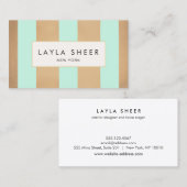 Elegantes Kupfergold und türkisfarbene Streifen Visitenkarte (Vorne/Hinten)