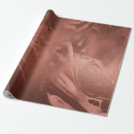 Elegantes Kupfergold Weihnachtsmarmor Rose Geschenkpapier