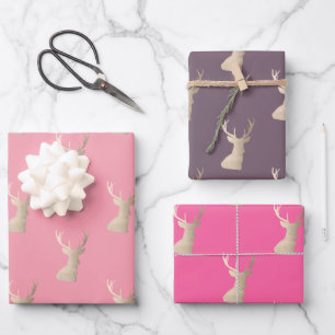 Elegantes Kupfergold Weihnachtsmuster Geschenkpapier Set