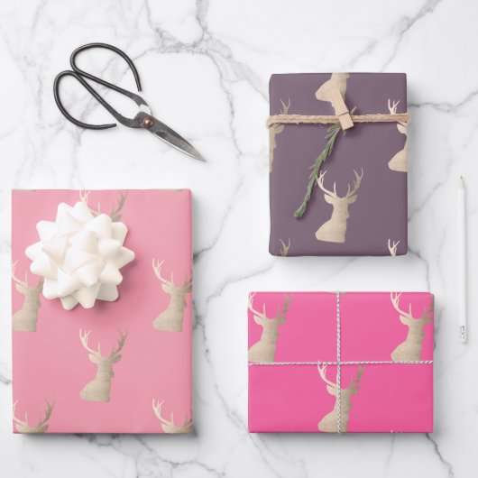 Elegantes Kupfergold Weihnachtsmuster Geschenkpapier Set (Vorderseite)