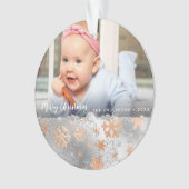 Elegantes Kupfersilber-Schneeflocken-Foto Ornament (Vorderseite)