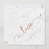 Elegantes Kupferskript mit weißem Marmor | Hochzei Einladung (Rückseite)