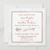 Elegantes Kupferskript mit weißem Marmor | Hochzei Einladung (Vorderseite)