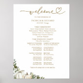 Elegantes Kürbisgrün Herbst-Hochzeitsprogramm-Schi Poster (Vorne)
