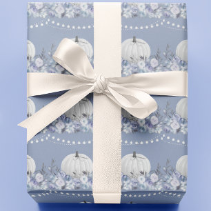 Elegantes Kürbismuster   Staubblau Geschenkpapier