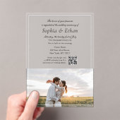 Elegantes Kursiv-Schrift-Foto-QR-Code Acryleinladungen (Insitu (Handheld))