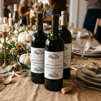 Elegantes Küsten-Thanksgiving Weinetikett